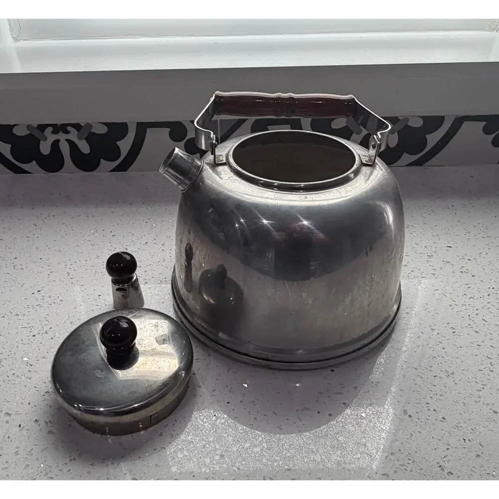 Vintage FARBERWARE Tea Kettle Pot 753 2.5 Quart Lid and Whistler Stainless Steel